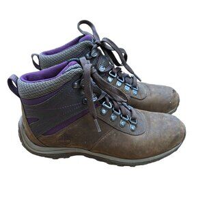 Womens Timberland Norwood Brown Pink Leather Mid Hiking Boots Size 6.5